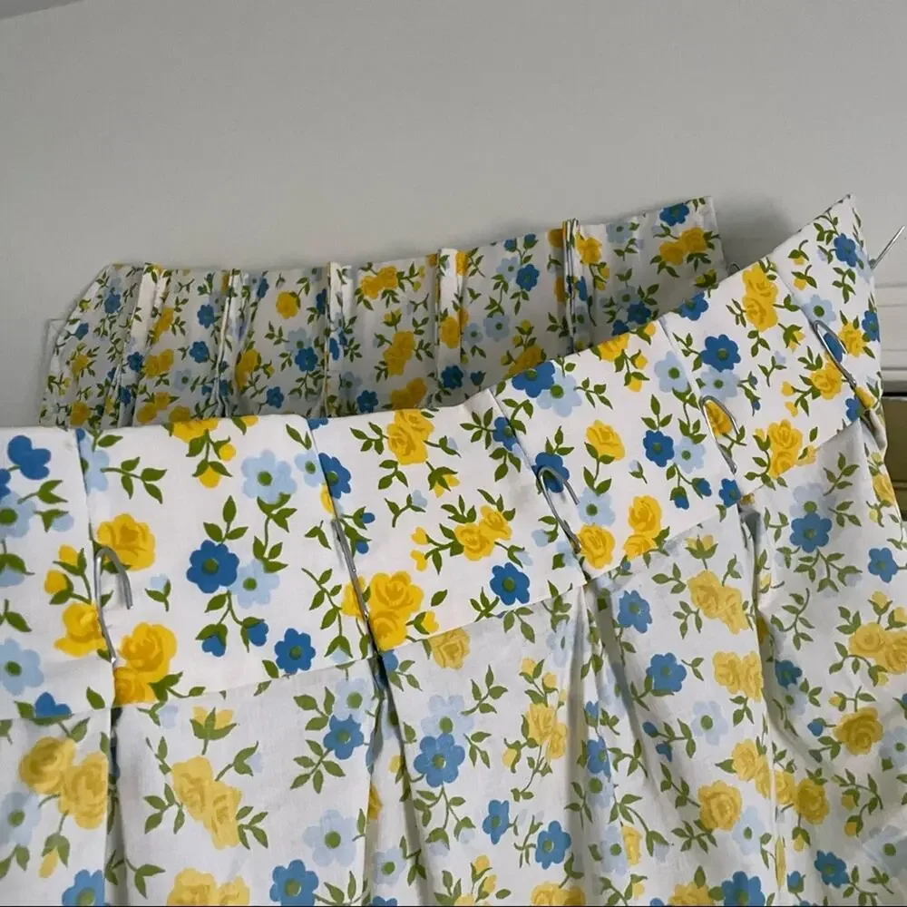70s floral bedding set blue/yellow